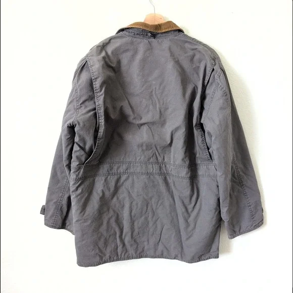 Vintage J.Crew Mens Gray Flannel Lined Thinsulate Barn Jacket Field Coat Small - Picture 3 of 11